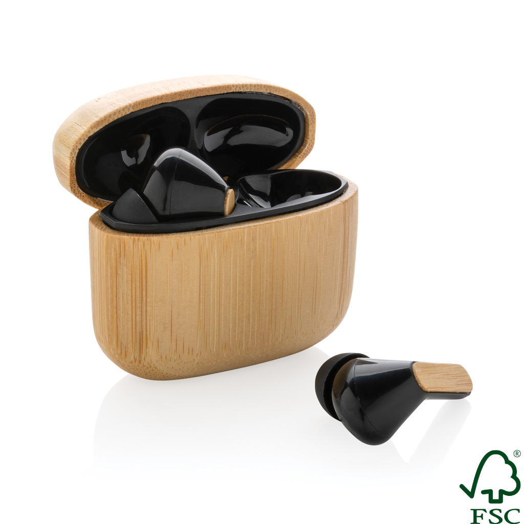 Bamboo TWS earbuds with RCS recycled plastic
